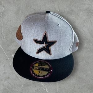 Houston Astros 59FIFTY New Era Fitted Hat Size 7 5/8 Cooperstown Patch Gray